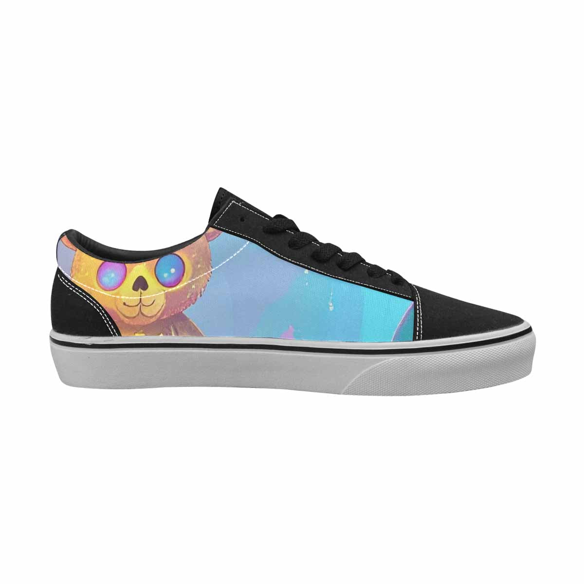 WOMEN'S Rainbow Teddy Skeletons Eye Lace-Up Canvas Melting Art Sneakers