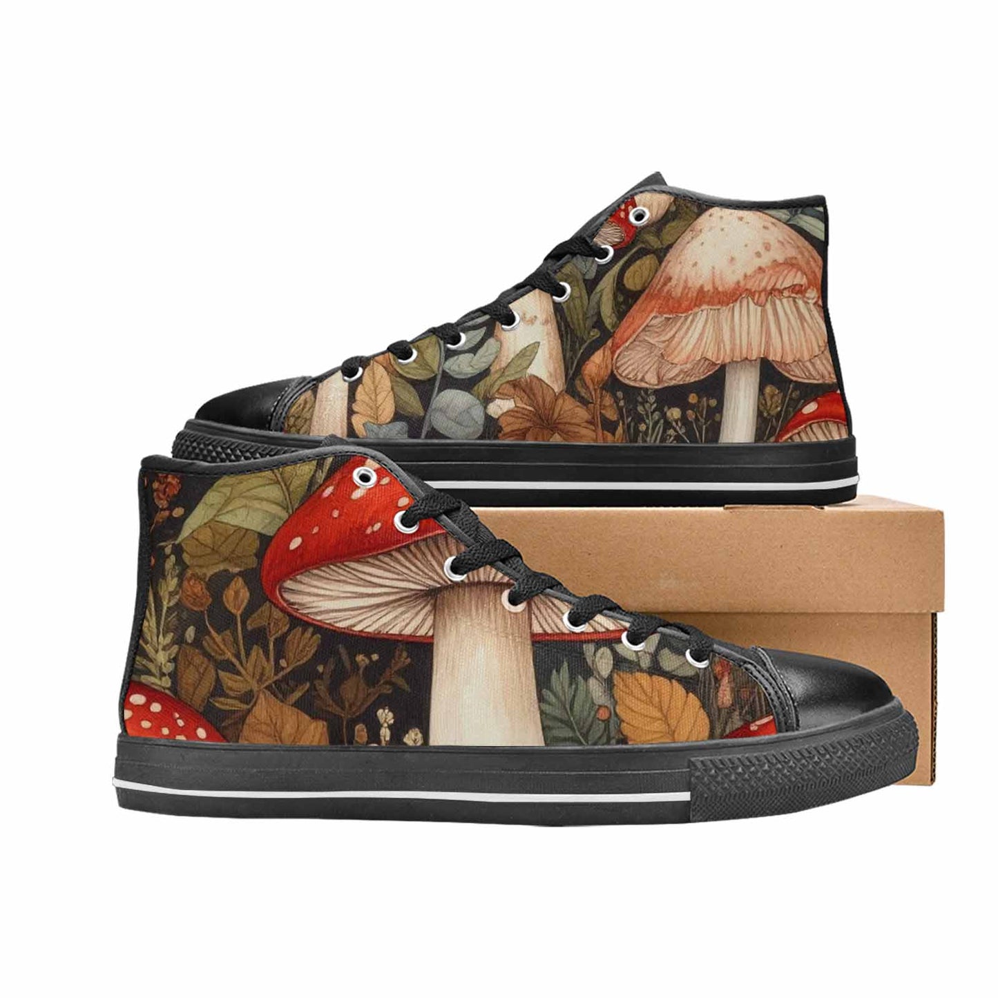 MEN'S Mushroom High Top Canvas Vibrant Chaos Shoes