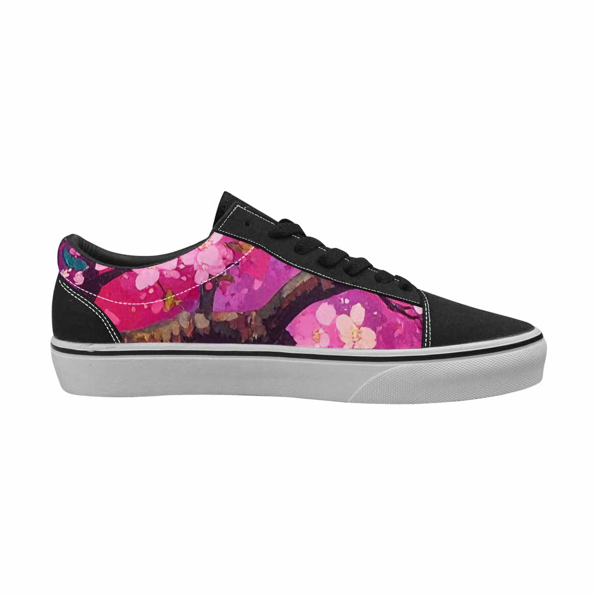 WOMEN'S Cherry Blossom Branch Cherry Lace-Up Canvas Melting Art Sneakers