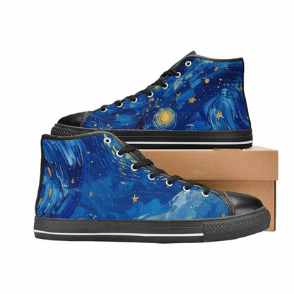 MEN'S Starry Night Galaxy High Top Canvas Cottagecore Custom Shoes