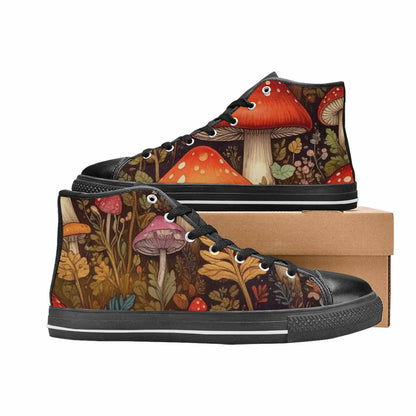 MEN'S Mushroom High Top Canvas Neon Fantasy Custom Sneakers
