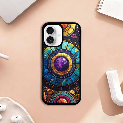 iPhone 17 Case — Iridescent Fantasy Sun Original Art, Unique Phone Case Design