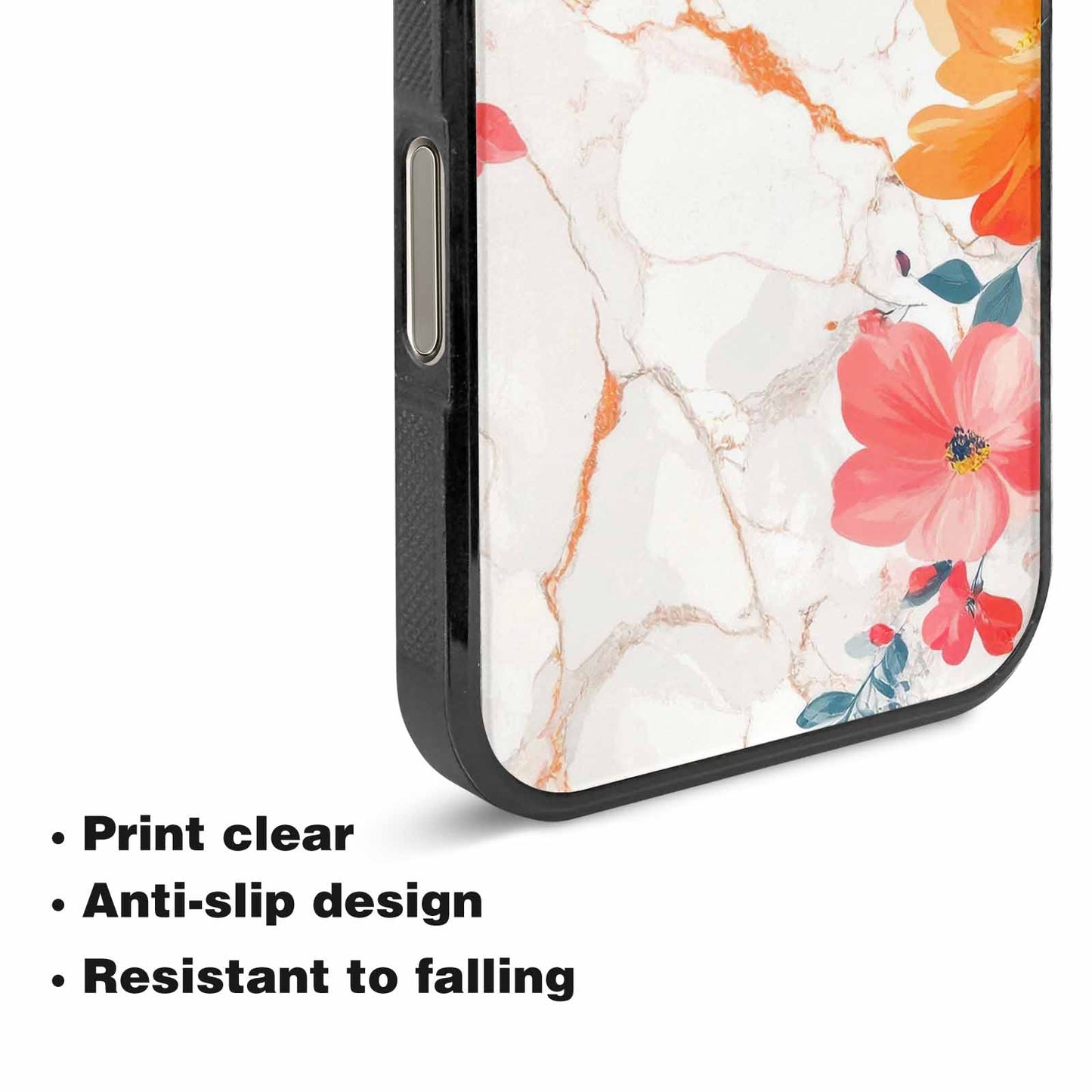 iPhone 16 Pro Case — Marble Floral, Custom Designed Case Cover