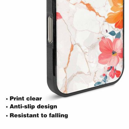 iPhone 16 Pro Case — Marble Floral, Custom Designed Case Cover