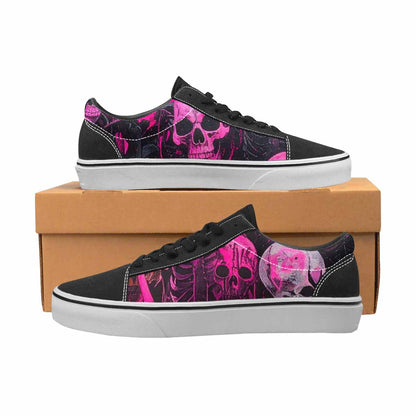 WOMEN'S Skeletons  Neon Pink Lace-Up Canvas Dark Academia Sneakers