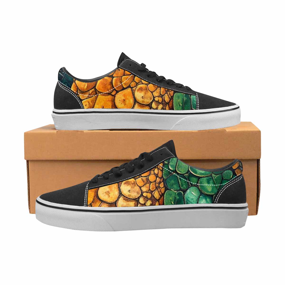 MEN'S Snake Skin Reptile Canvas Lace-Up Dark Academia Sneakers