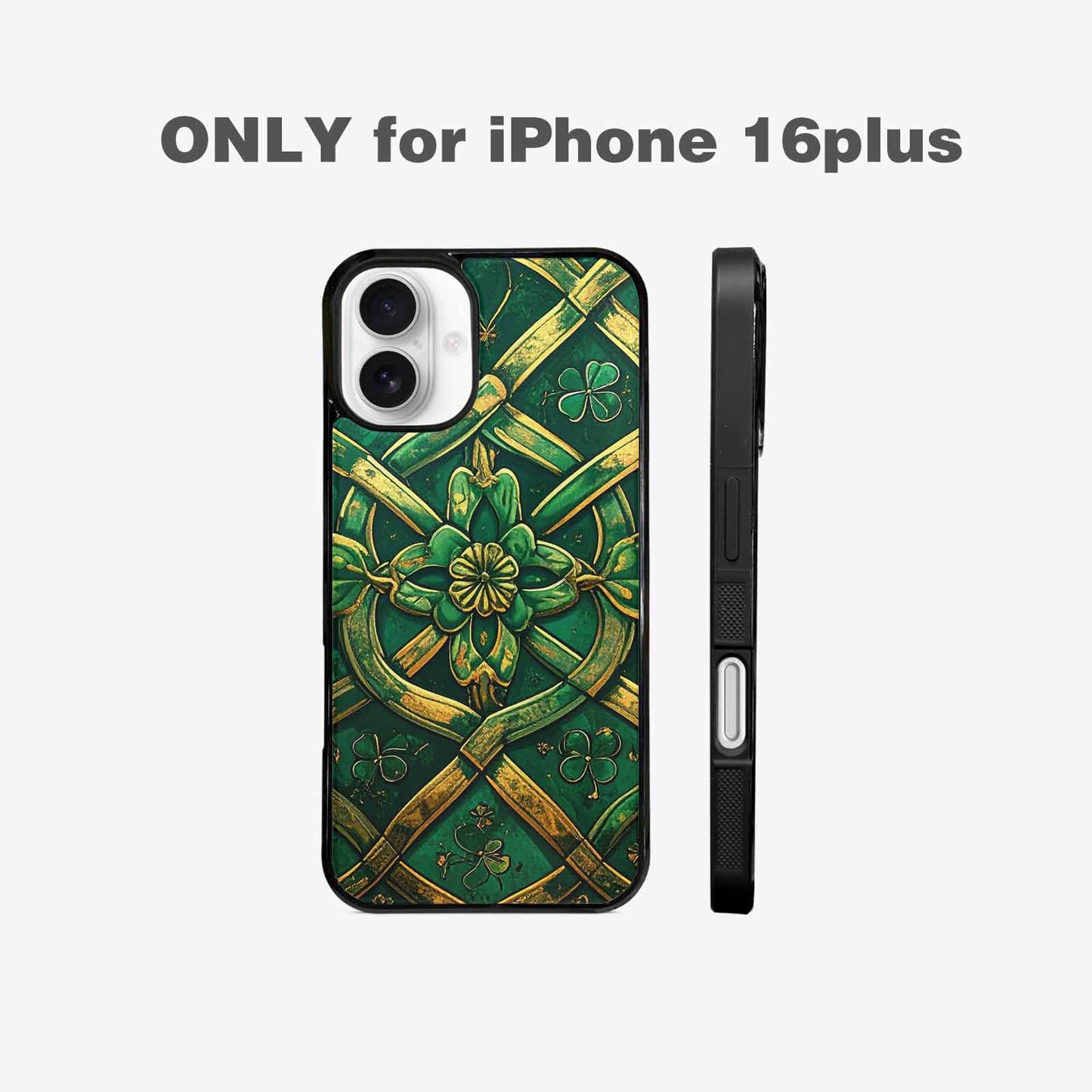 iPhone 16 Plus Case — Irish Celtic Knot Pattern Shamrocks Seamless, Original Design Phone Case