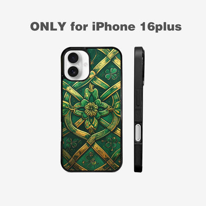 iPhone 16 Plus Case — Irish Celtic Knot Pattern Shamrocks Seamless, Original Design Phone Case