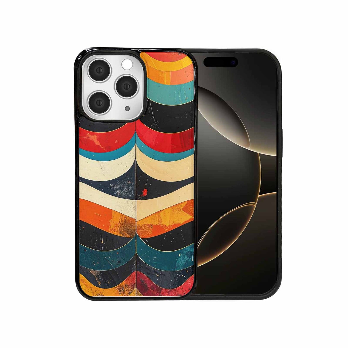iPhone 15 Pro Max Case — Retro Wave Scallop Stripe Small Wavy, Custom Print Case Cover