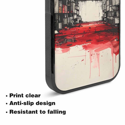 iPhone 15 Plus Case — Liminal Space Fragment Black Red Ink, Custom Print Case Cover