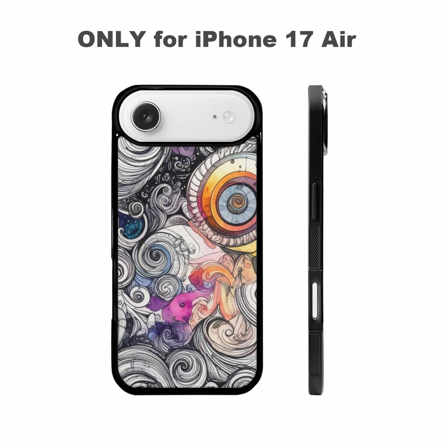 iPhone 17 Air Case — Tie Dye Swirls Black White Tie, Custom Art Phone Cover