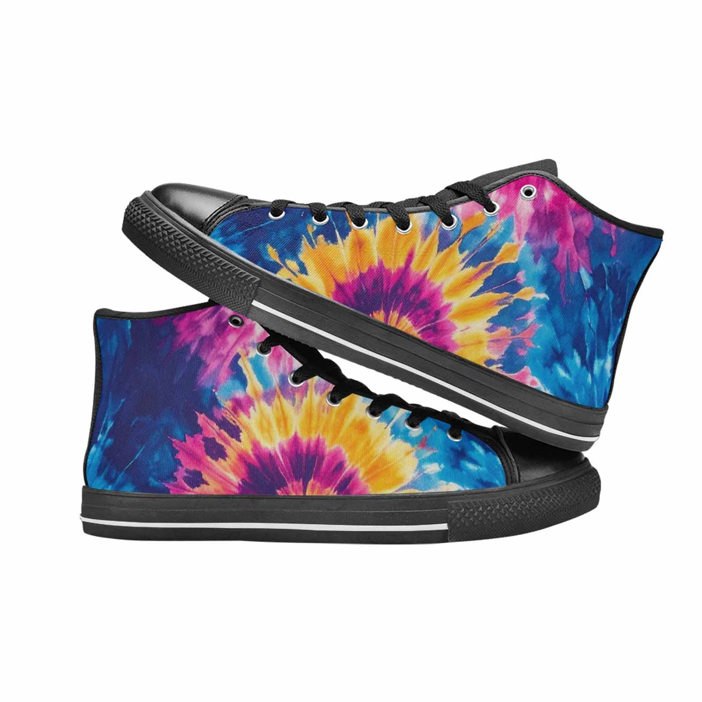 MEN'S Tie Dye Swirl High Top Canvas Cottagecore Custom Sneakers