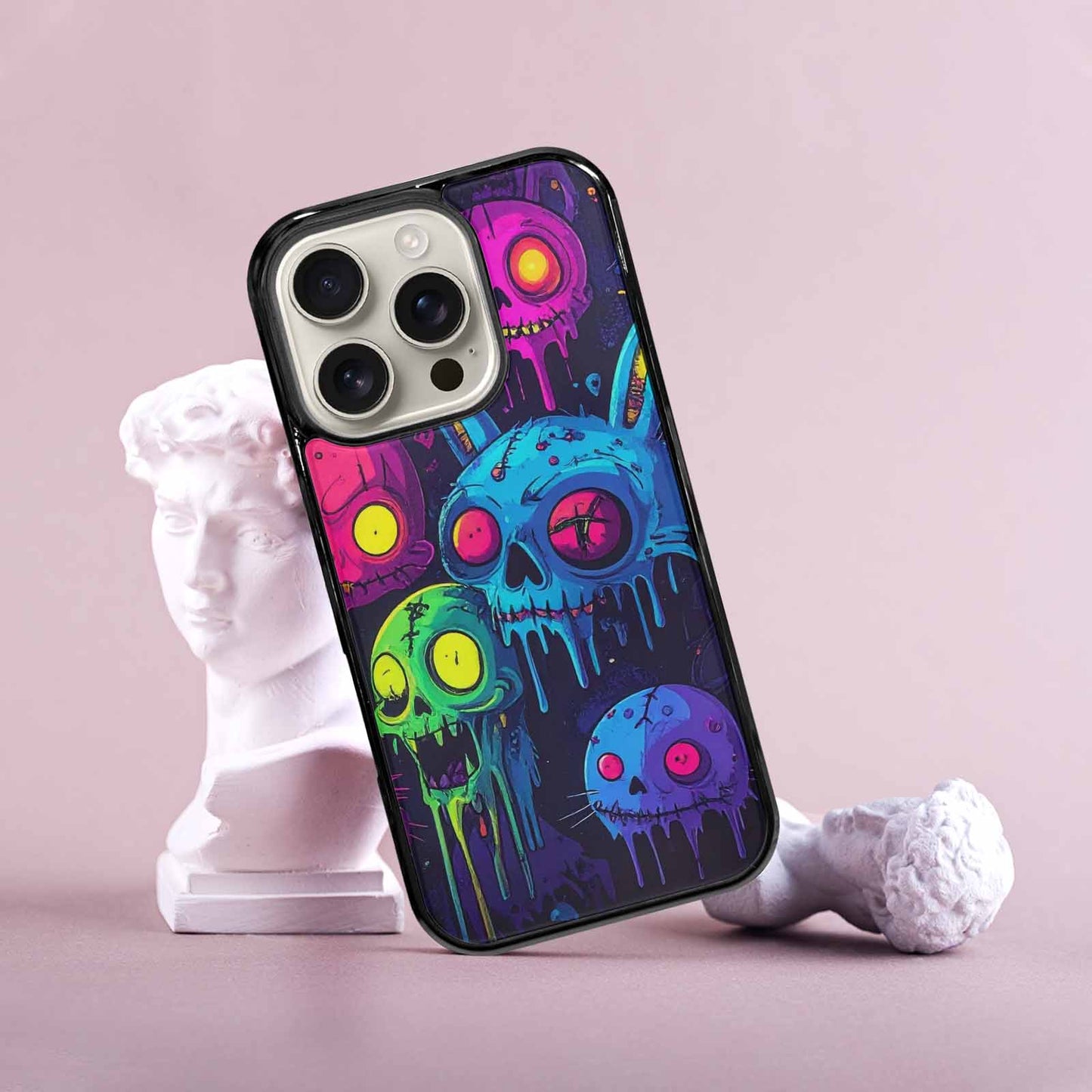 iPhone 16 Pro Case — Mixed Toxic Glow Creature Pattern Hundreds, Custom Made Phone Cover