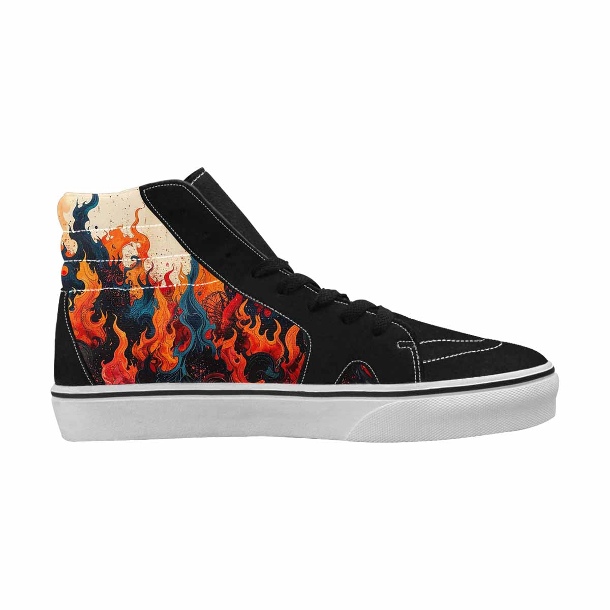 MEN'S Flame Burst High Top Canvas Vibrant Chaos Custom Sneakers