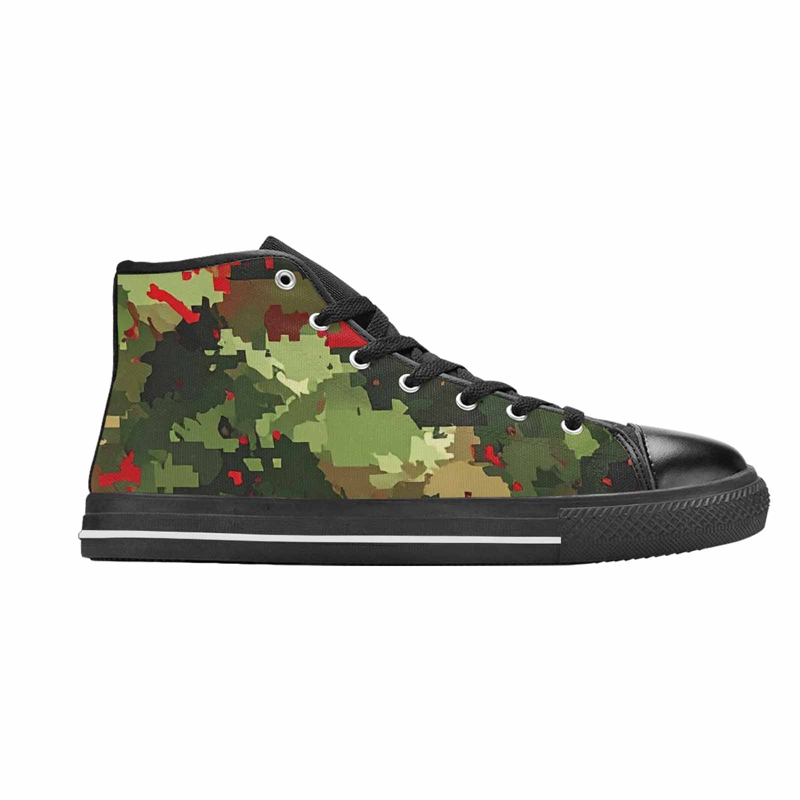MEN'S Military Camouflage Blotch High Top Canvas Wallpaper Art Custom Shoes