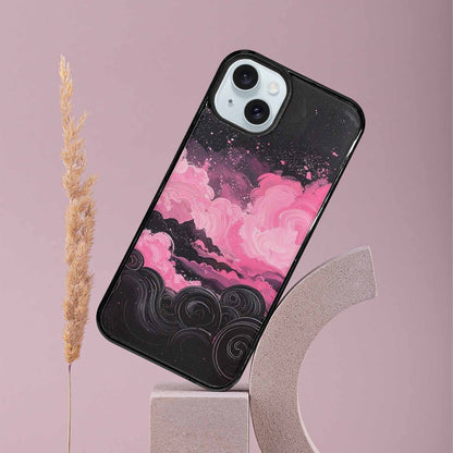 iPhone 15 Plus Case — Van Gogh Swirl Black Pink Ink, Custom Print Case Cover