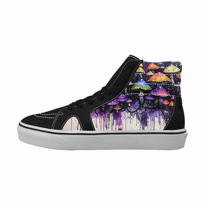 MEN'S Rainbow Drip Mushrooms High Top Canvas Cottagecore Custom Sneakers