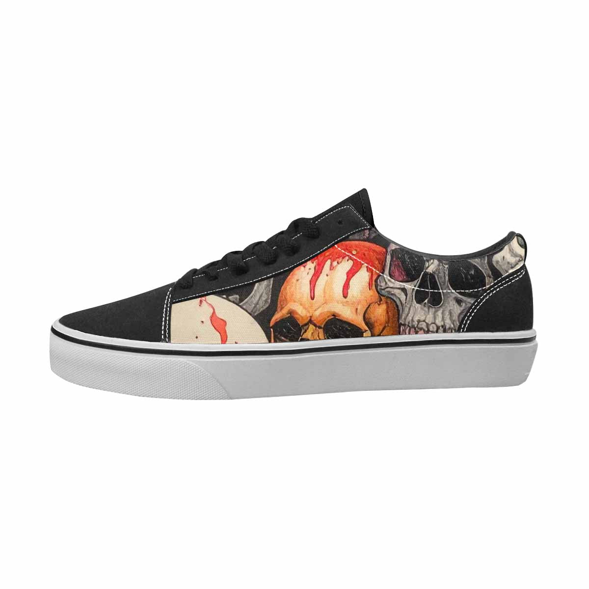 MEN'S Skulls Black & Red Ink Canvas Bold Print Dreamcore Custom Streetwear Shoes