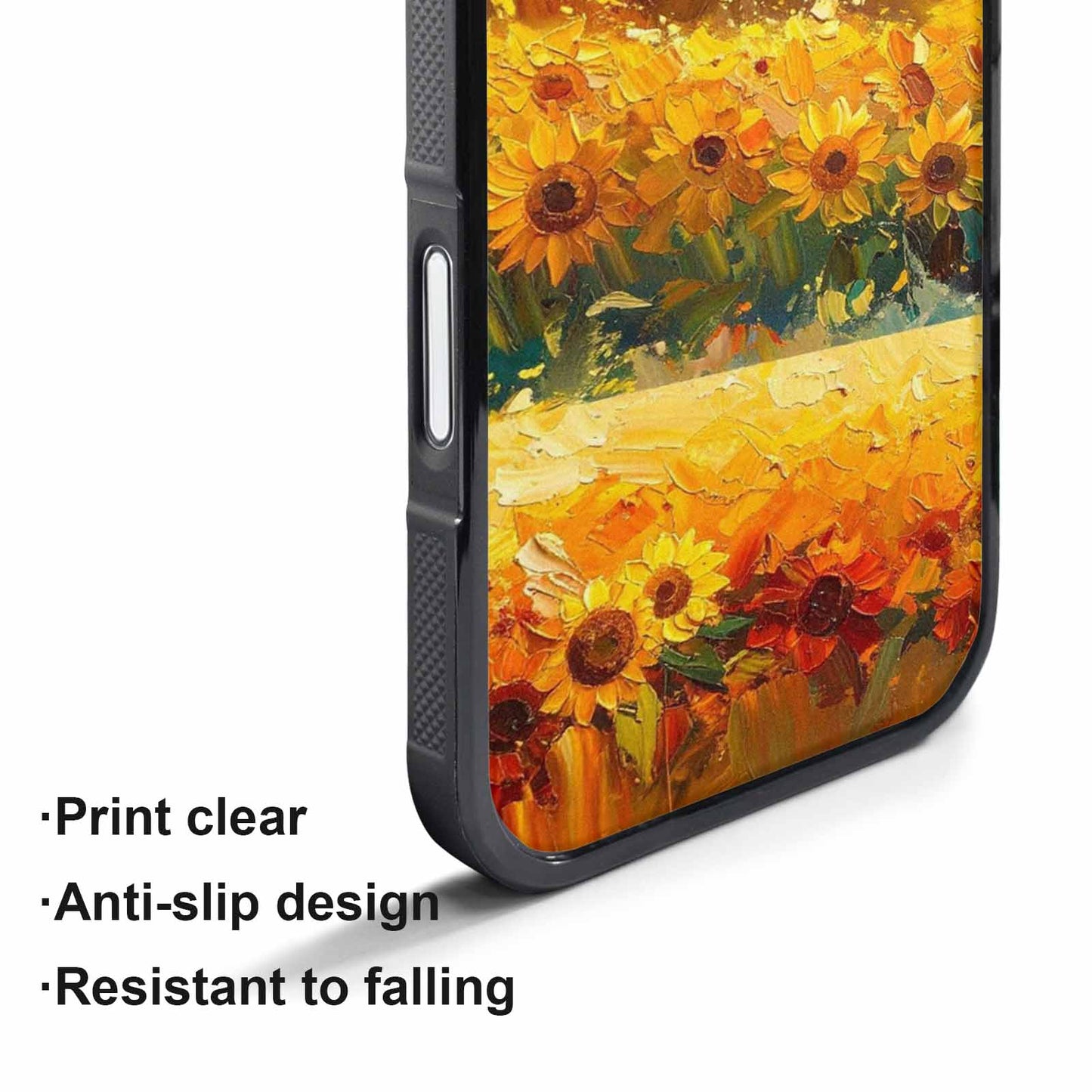 iPhone 17 Pro Max Case — Impressionist Sunflower Brushstroke Pattern Floral, Custom Printed Phone Case