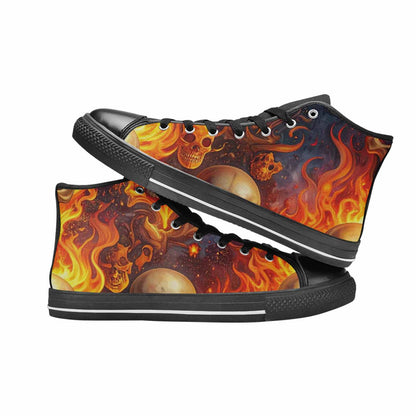 MEN'S Skulls - Flaming High Top Canvas Dreamcore Custom Shoes