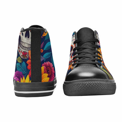 WOMEN'S Sunflower Skulls Print High Top Canvas Dark Academia Sneakers