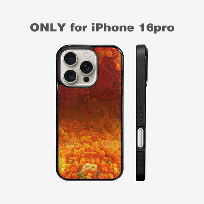 iPhone 16 Pro Case — Marigold Day Of The Dead Marigold, Custom Printed Phone Case