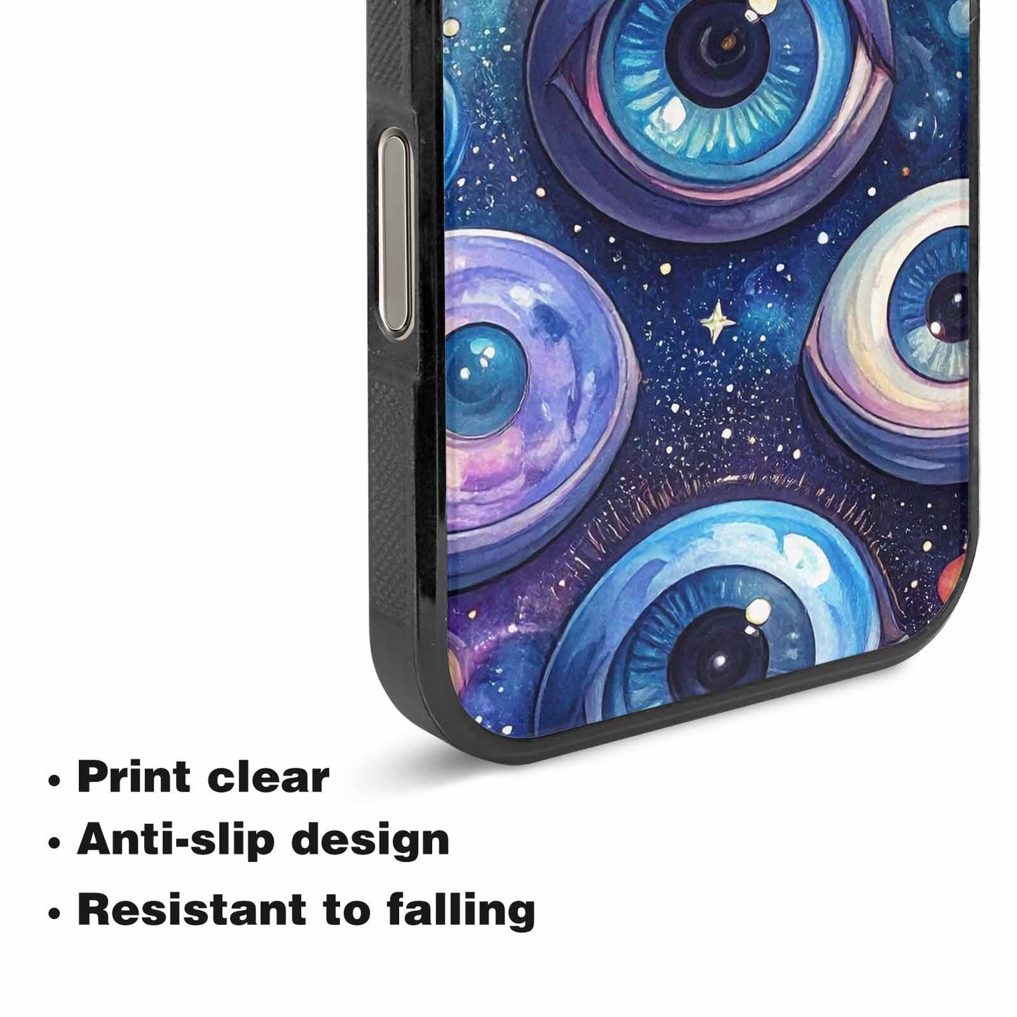 iPhone 16 Pro Case — Cartoon Eyeballs Galaxy Personalized Phone Cover, Custom Printed Phone Case