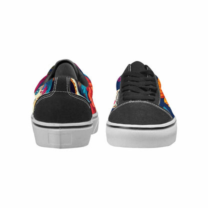 WOMEN'S Sunflower Skulls Print Canvas Lace-Up Vivid Shoes