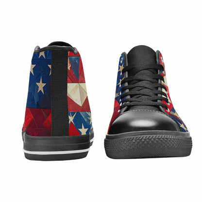 MEN'S American Flag Stars High Top Canvas Neon Fantasy Custom Shoes