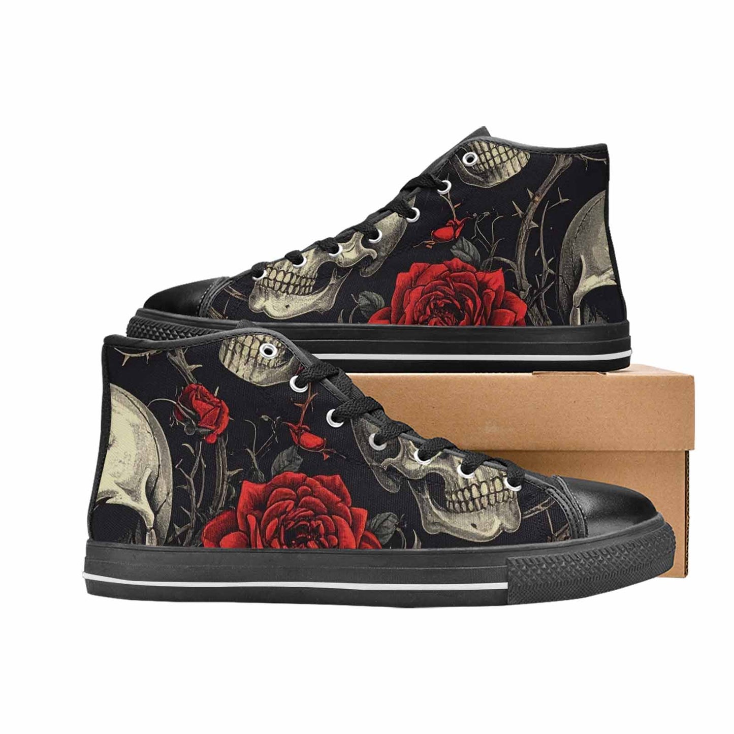 WOMEN'S Gothic Skulls Roses High Top Canvas Y2K Shoes