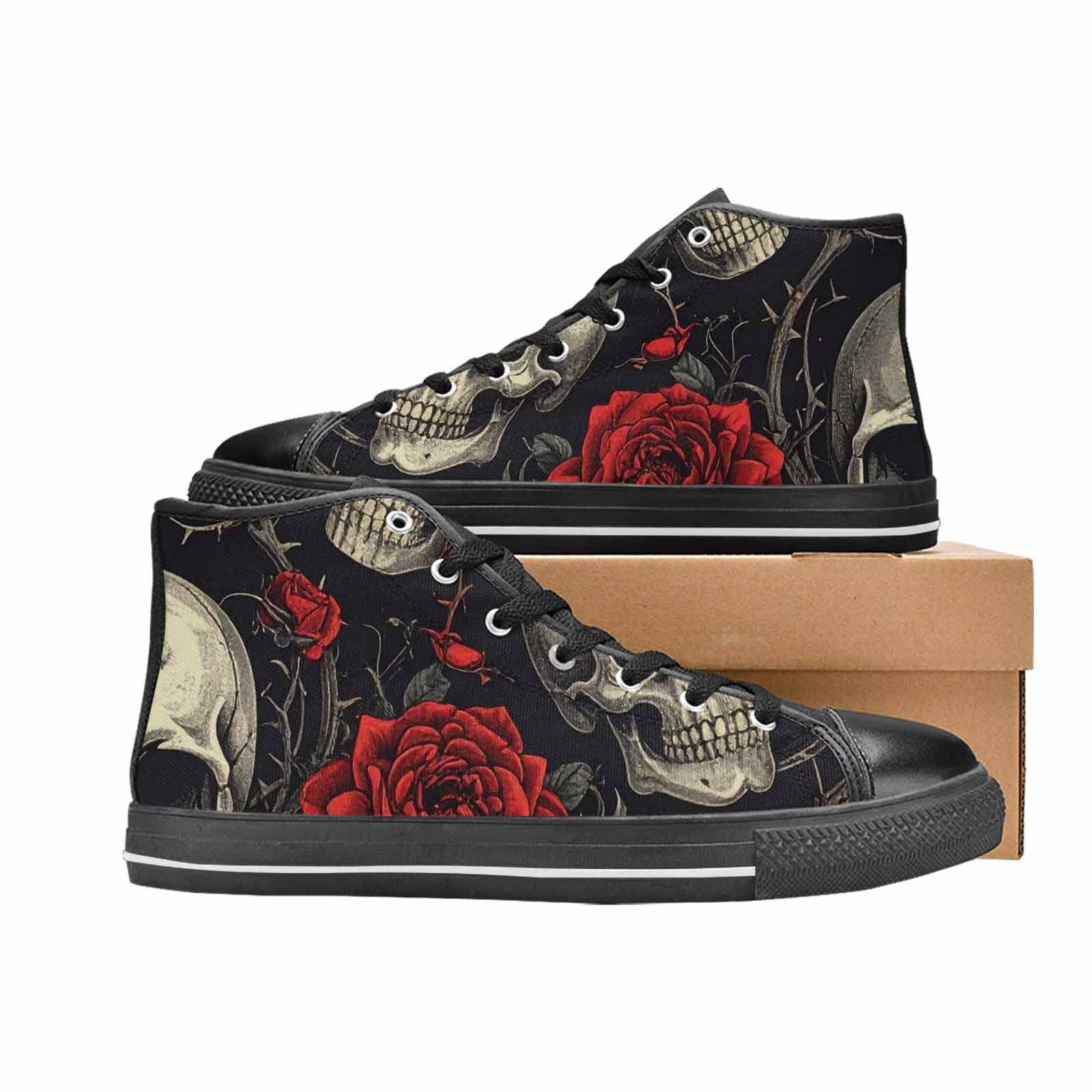 WOMEN'S Gothic Skulls Roses High Top Canvas Y2K Shoes