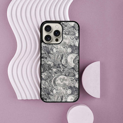 iPhone 16 Pro Max Case — Wolves Everywhere Collage Overlap Small Wolf, Custom Printed Phone Case