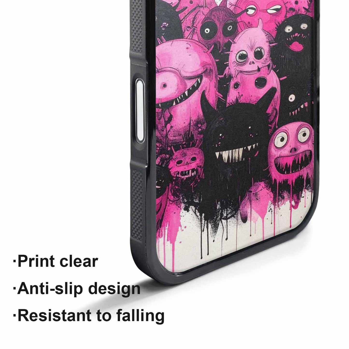 iPhone 17 Pro Max Case — Black &amp; Pink Ink Cartoon Cute, Unique Phone Case Design