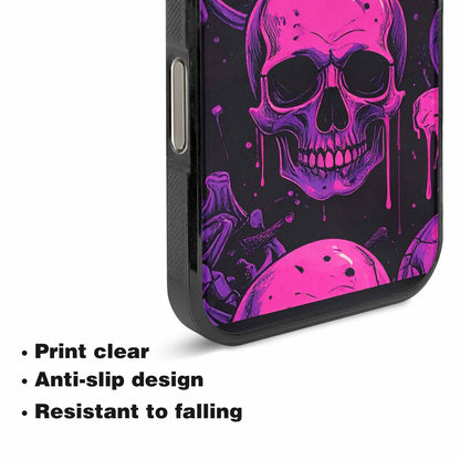 iPhone 16 Pro Max Case — Pink Purple Skeletons Neon Drip Melting, Custom Print Case Cover