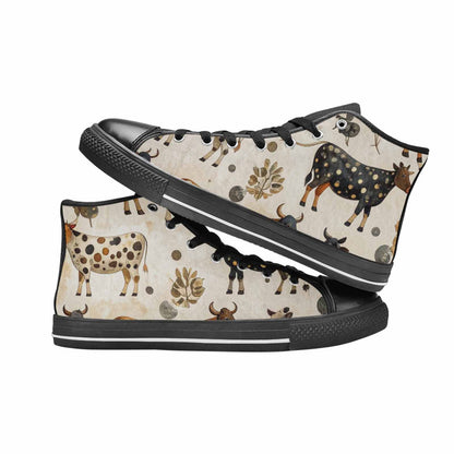 MEN'S Cow Animal Print High Top Canvas Y2K Sneakers