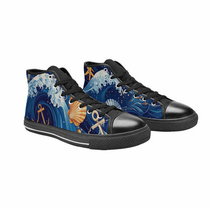WOMEN'S Ocean Wave High Top Canvas Vivid Custom Shoes