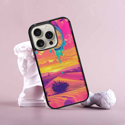 iPhone 16 Pro Case — Surrealist Dreamscape Pattern Melting Clocks Desert, Custom Art Phone Cover