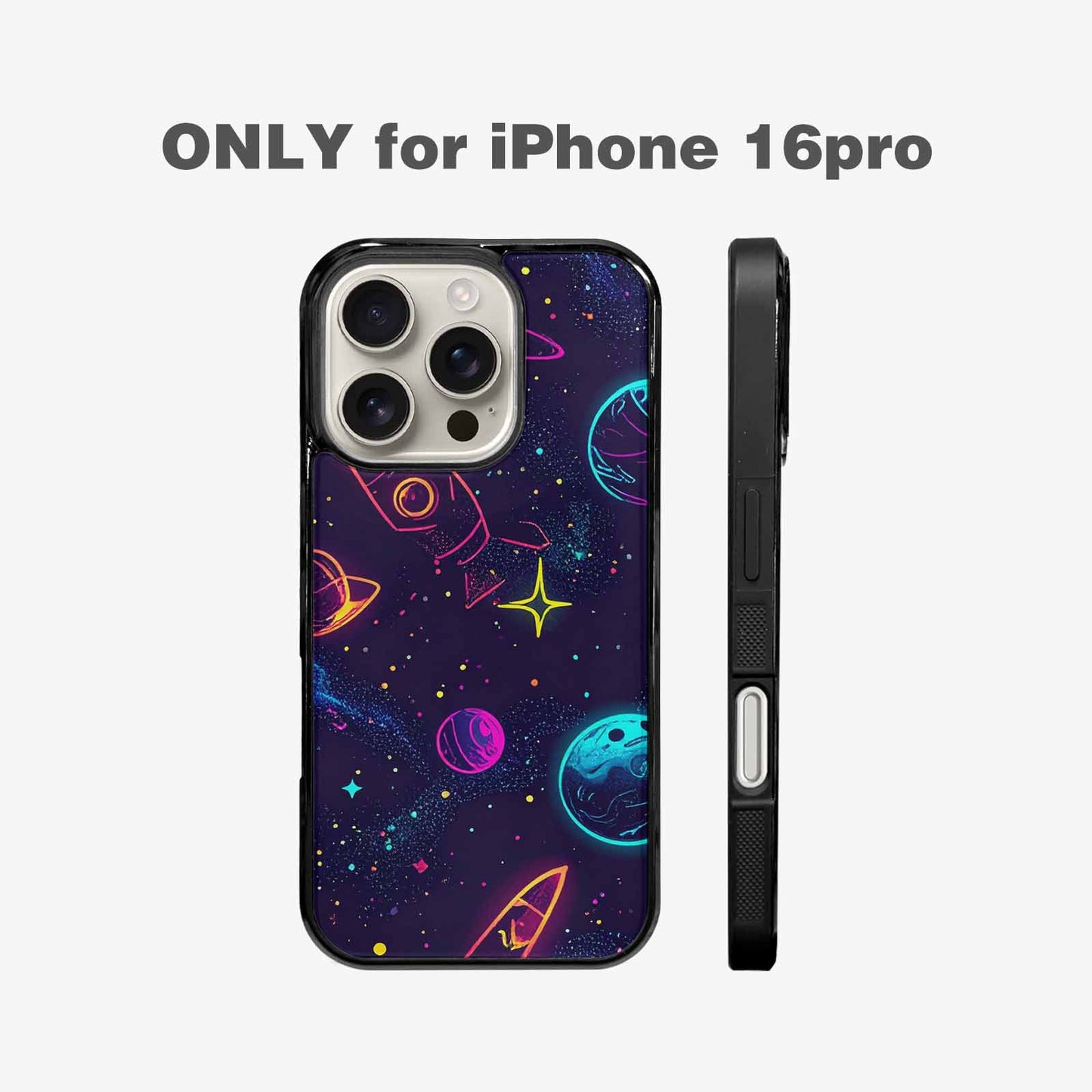 iPhone 16 Pro Case — Space Galaxy Astronaut Pattern Planets Stars, Unique Phone Case Design