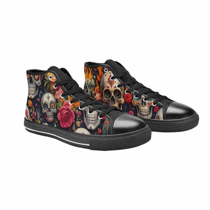 MEN'S Skull High Top Canvas Cottagecore Custom Sneakers