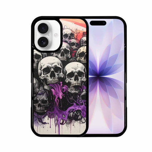 iPhone 17 Case — Black &amp; Purple Ink Gothic Skulls, Original Design Phone Case