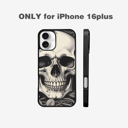 iPhone 16 Plus Case — 20 Skulls Overlapping Seamless Tileable Pattern, Personalized Phone Case