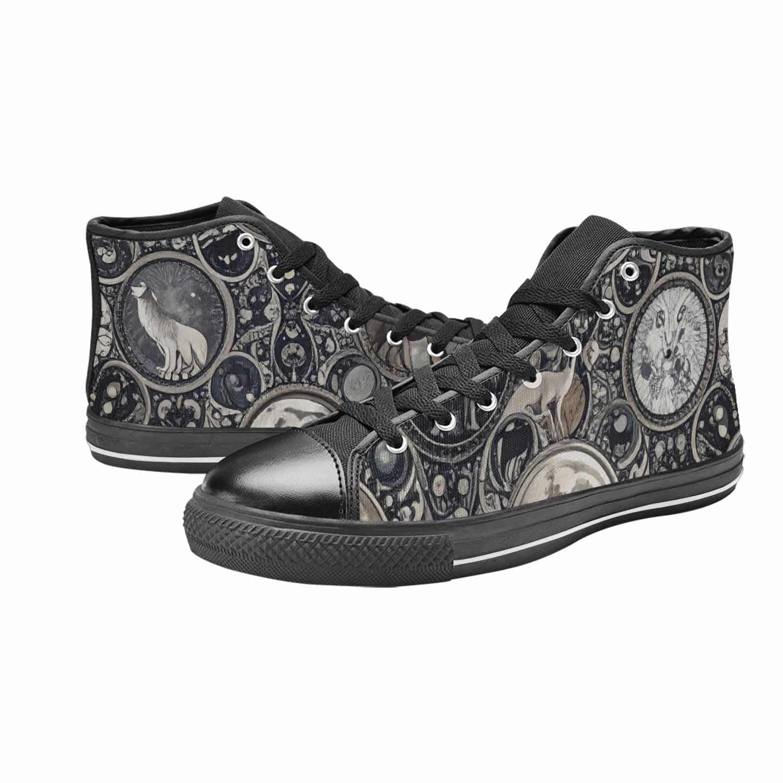 WOMEN'S Wolves Everywhere Collage High Top Canvas Grunge Custom Shoes