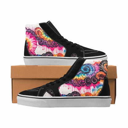MEN'S Tie Dye Black & Pink Ink High Top Canvas One Of A Kind Grunge Custom Shoes