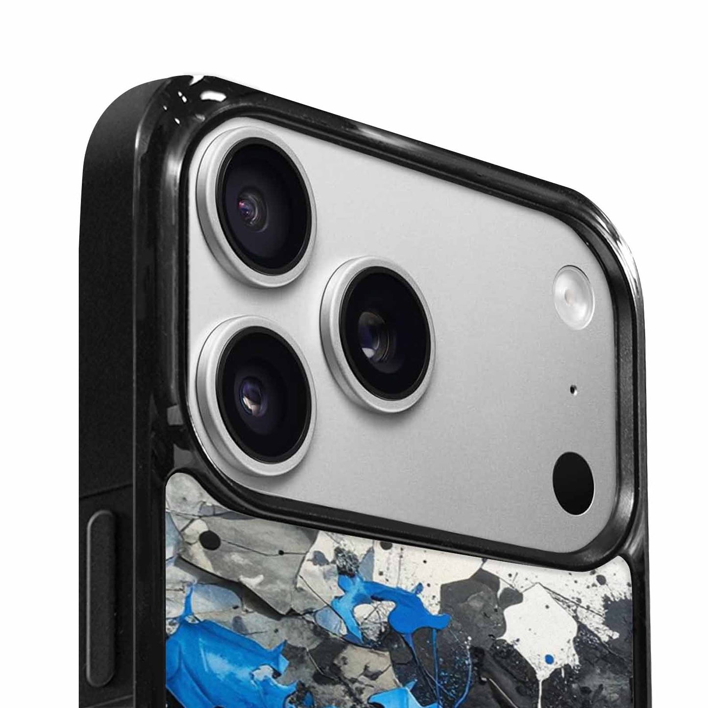 iPhone 17 Pro Case — Black Blue Ink Camo Patches Camo, Custom Print Case Cover