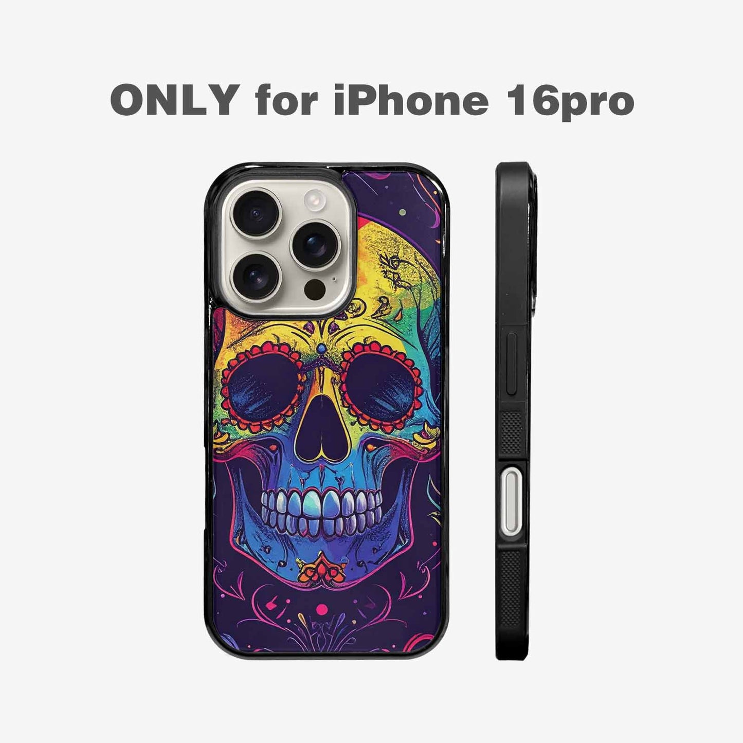 iPhone 16 Pro Case — Pride Flag Skulls Seamless Pattern Vibrant, Custom Designed Case Cover