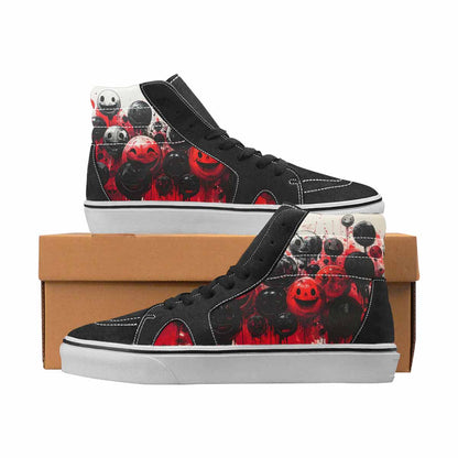 WOMEN'S Smiley Face Black & Red Ink High Top Canvas Graphic Print Cottagecore Custom Print Sneakers