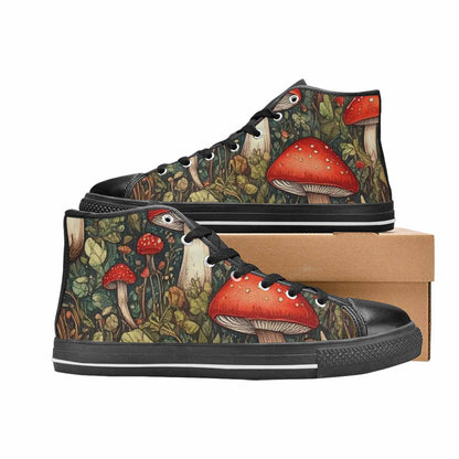 WOMEN'S Mushroom High Top Canvas Neon Fantasy Custom Sneakers