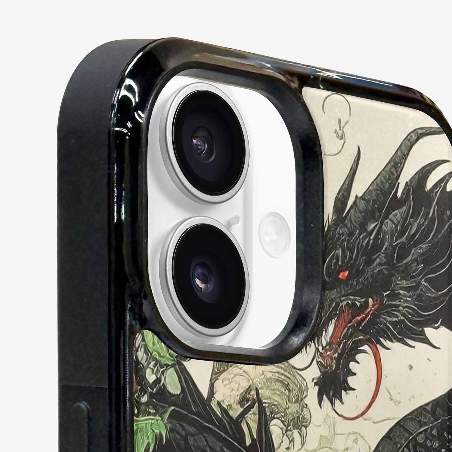 iPhone 16 Case — Dragon Scale Black Green Ink Dragons, Custom Made Phone Cover
