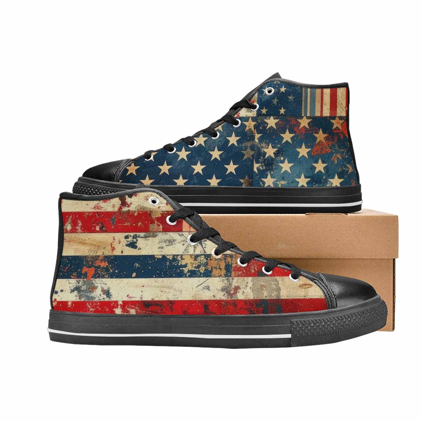 MEN'S American Flag Stars High Top Canvas Aesthetic Custom Shoes