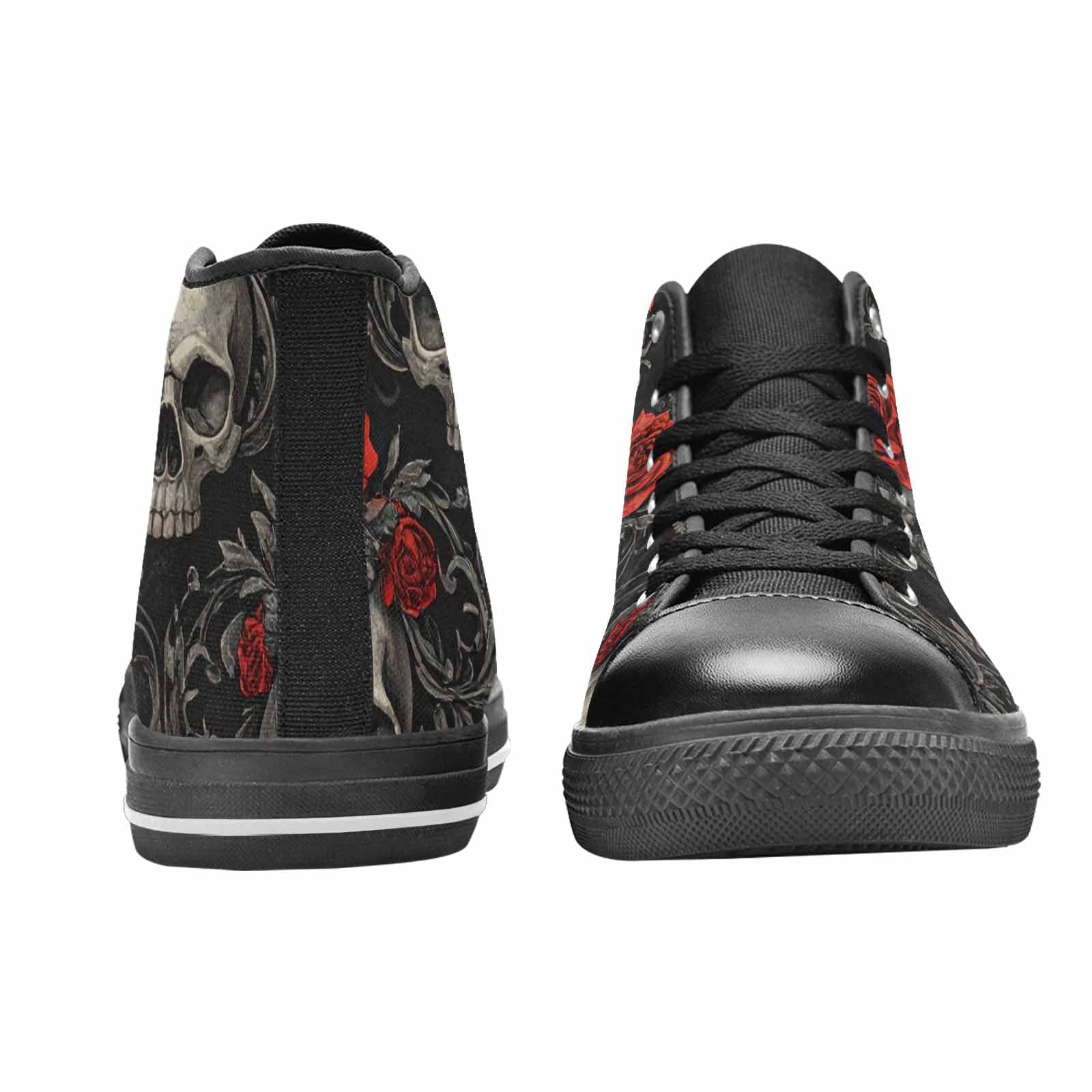 MEN'S Skulls Roses Fine Line High Top Canvas Surreal Custom Shoes